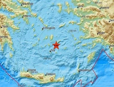 Ισχυρή σεισμική δόνηση 4,9 Ρίχτερ στη Σαντορίνη